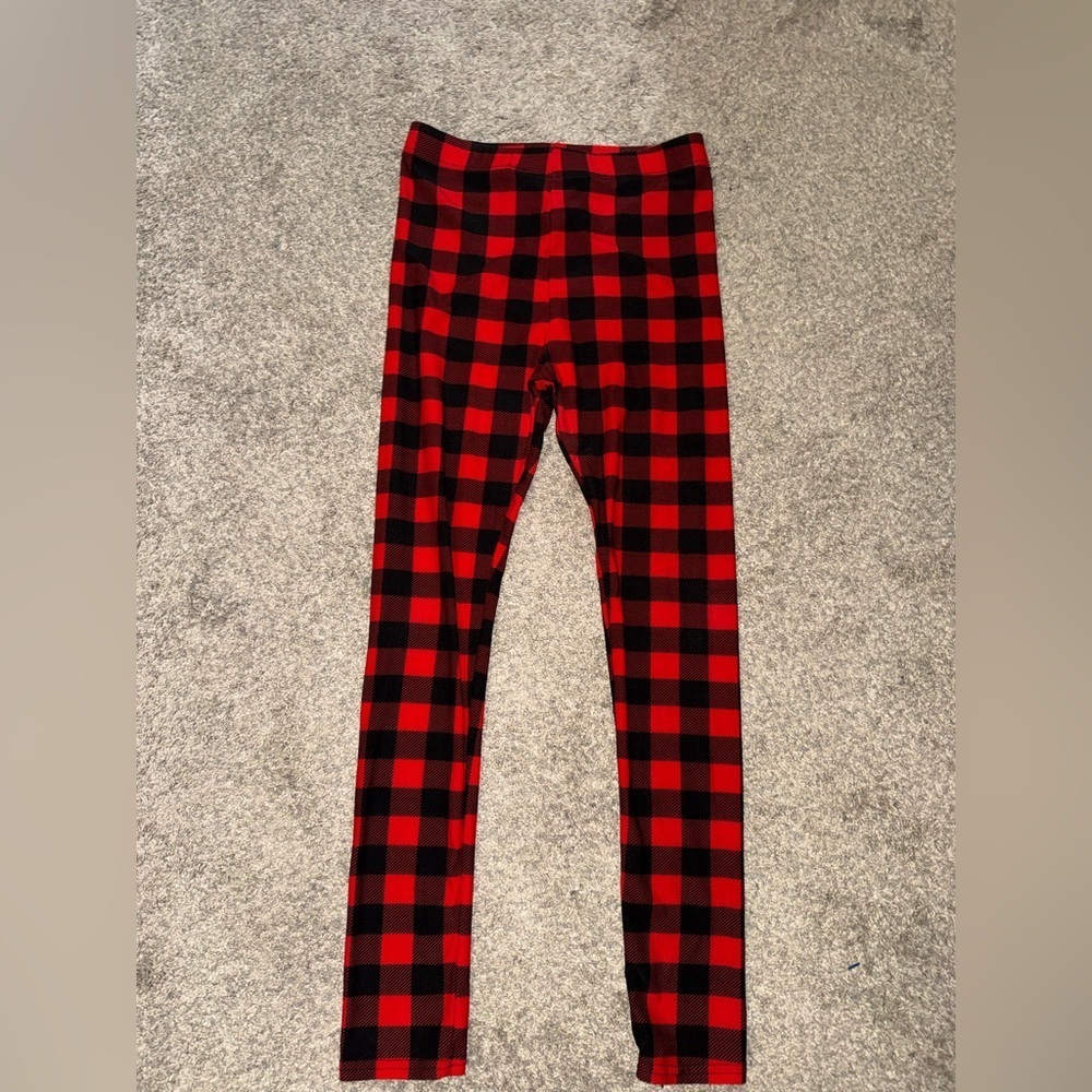 Plaid Red and Black Leggings